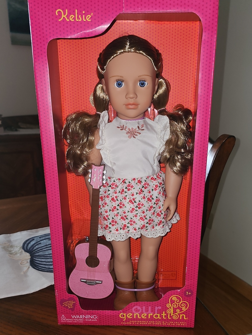 Kelsie Doll with Pink Guitar and Floral Skirt By Our Generation